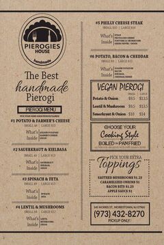 A menu of Pierogies House