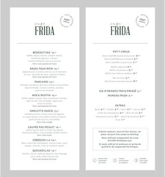 A menu of Café Frida