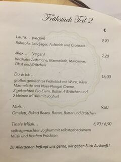 A menu of Kleine Kaffeeblüte