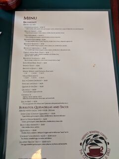 A menu of The Coffeehouse