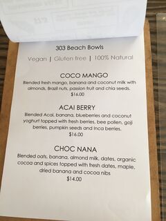 A menu of 303 By the Sea