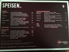 A menu of Café Klatsch