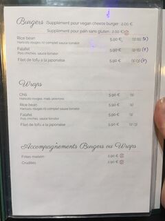 A menu of Délices Veggies
