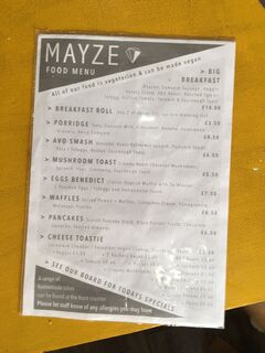 A menu of Mayze