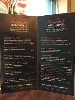 A menu of Phoenix Coffee