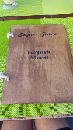 A menu of Super Juice