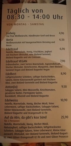 A menu of edelweiss