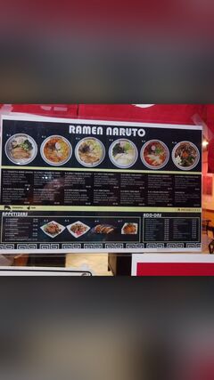 A menu of Ramen Naruto