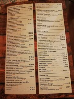 A menu of Altmarktkeller