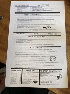A menu of Farm Society
