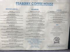 A menu of Peaberry Coffee House