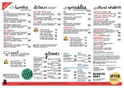 A menu of Burrito Baby, Mannheim