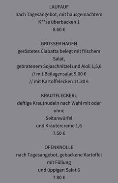 A menu of Steffenhagen