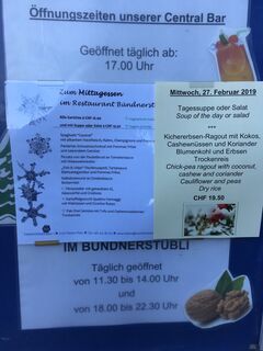 A menu of Bündnerstübli