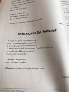A menu of Hallo kleines