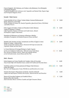 A menu of Hotel Raphael - Mater Terrae