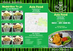 A menu of Asia Food Uyen Ni