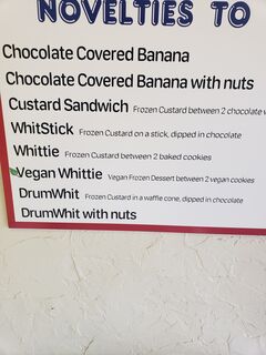 A menu of Whit’s Frozen Custard, High Street