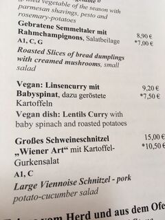 A menu of Restaurant im Literaturhaus