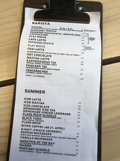 A menu of Kaffeesaurus