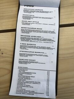 A menu of Kaffeesaurus