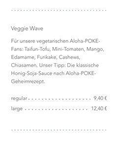 A menu of Aloha Poke, Sebald