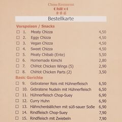 A menu of ChiHot
