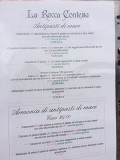 A menu of La Rocca Contesa