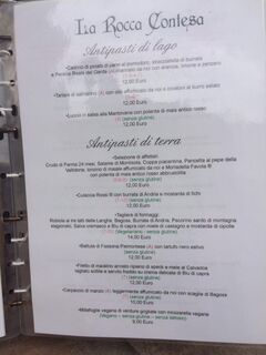 A menu of La Rocca Contesa