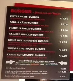 A menu of BurgerKultour, Geesthacht