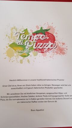A menu of Tempo di Pizza