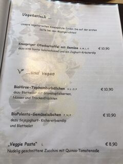 A menu of Gasthaus Parlament