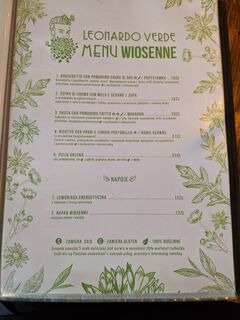 A menu of Leonardo Verde