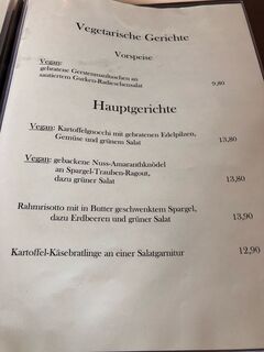 A menu of Landhotel Hirschen