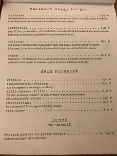 A menu of beißer burger