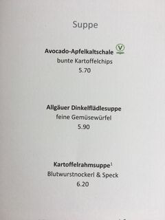 A menu of Alpe Dornach
