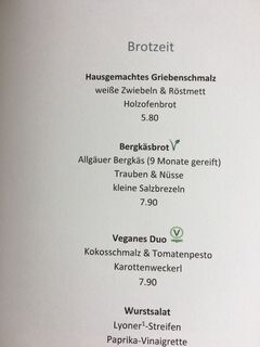 A menu of Alpe Dornach