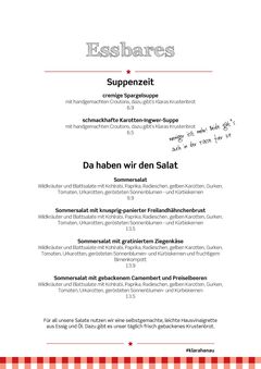 A menu of Klara