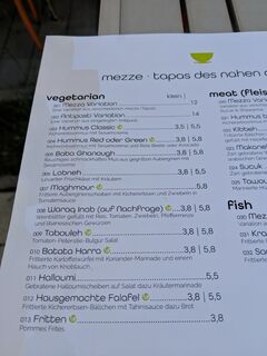 A menu of Mezza