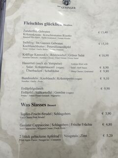 A menu of Das Geringer