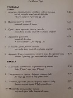 A menu of La Masala Cafe