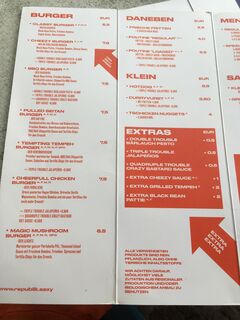 A menu of Neue Republik Reger