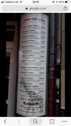 A menu of Sahara Imbiss, Eisenbahnstraße