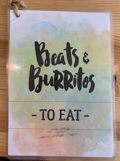 A menu of Beats & Burritos