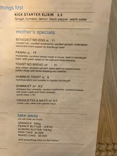 A menu of My Mother's Daughters