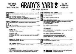 A menu of Grady’s Yard