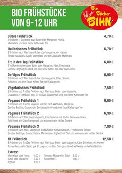 A menu of Bio Bäcker Bihn