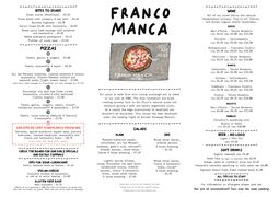 A menu of Franco Manca, Cambridge