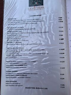 A menu of La Taverna