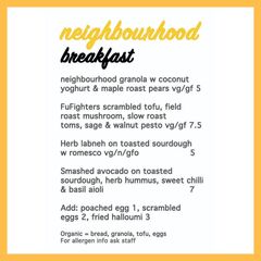 A menu of Neighbourhood